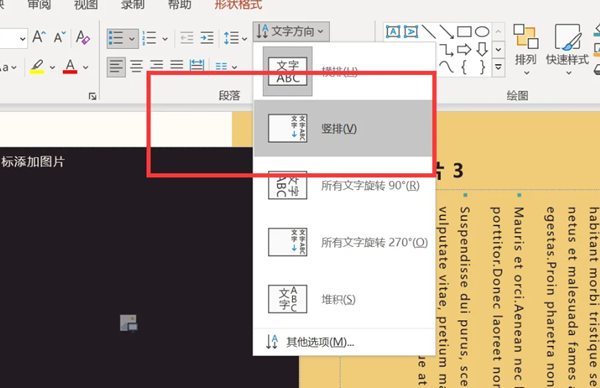 powerpoint内容文本框文字方向为竖排设置方法第2步